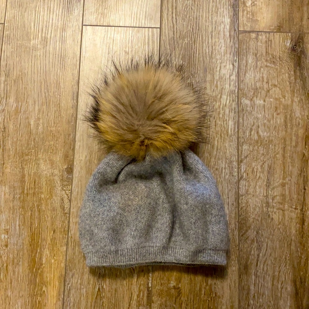 Furry Furs Cashmere Toque with Fox Fur Pom Pom